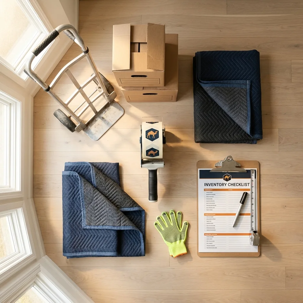 Professional moving supplies and packing materials layout for Peoria Heights residential relocations